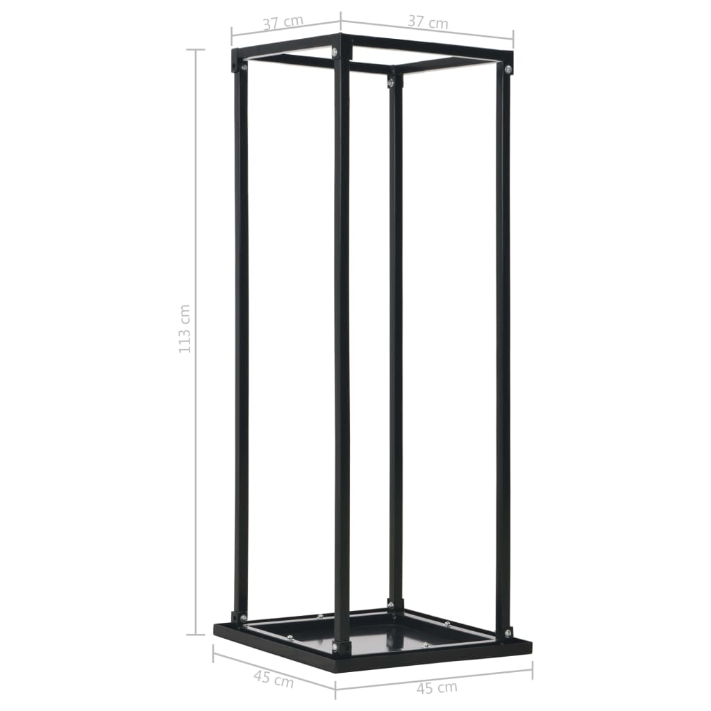 Firewood Rack with Base Black 37x37x113 cm Steel