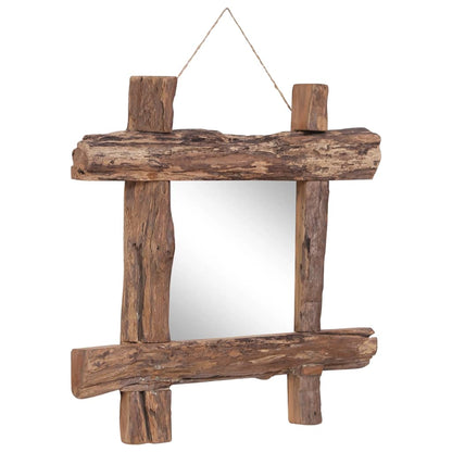 Log Mirror Natural 50x50 cm Recycled Teak Wood