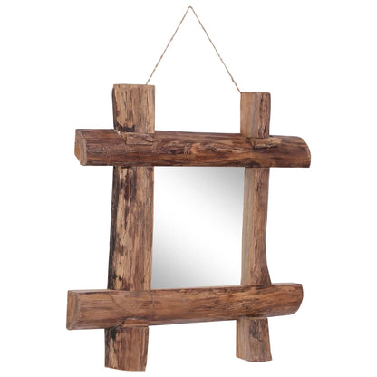 Log Mirror Natural 50x50 cm Recycled Teak Wood