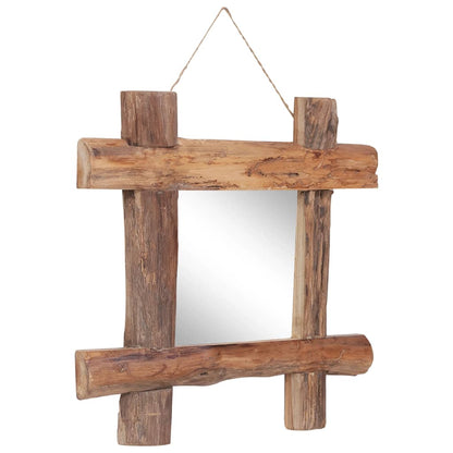 Log Mirror Natural 50x50 cm Recycled Teak Wood