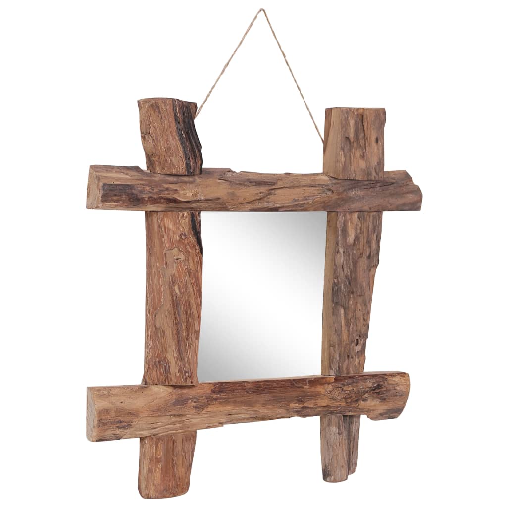 Log Mirror Natural 50x50 cm Recycled Teak Wood