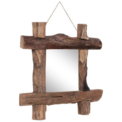 Log Mirror Natural 50x50 cm Recycled Teak Wood