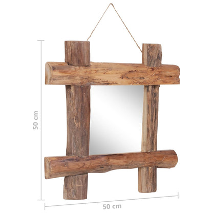 Log Mirror Natural 50x50 cm Recycled Teak Wood