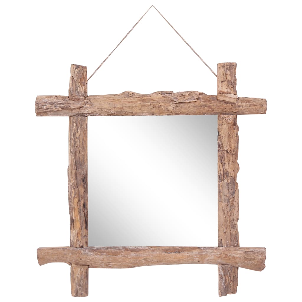 Log Mirror Natural 70x70 cm Recycled Teak Wood