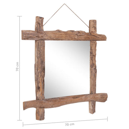 Log Mirror Natural 70x70 cm Recycled Teak Wood