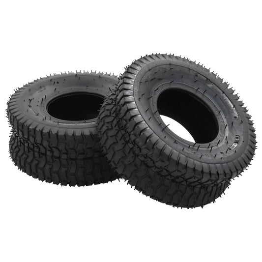 4 Piece Wheelbarrow Tire and Inner Tube Set 15x6.00-6 4PR Rubber