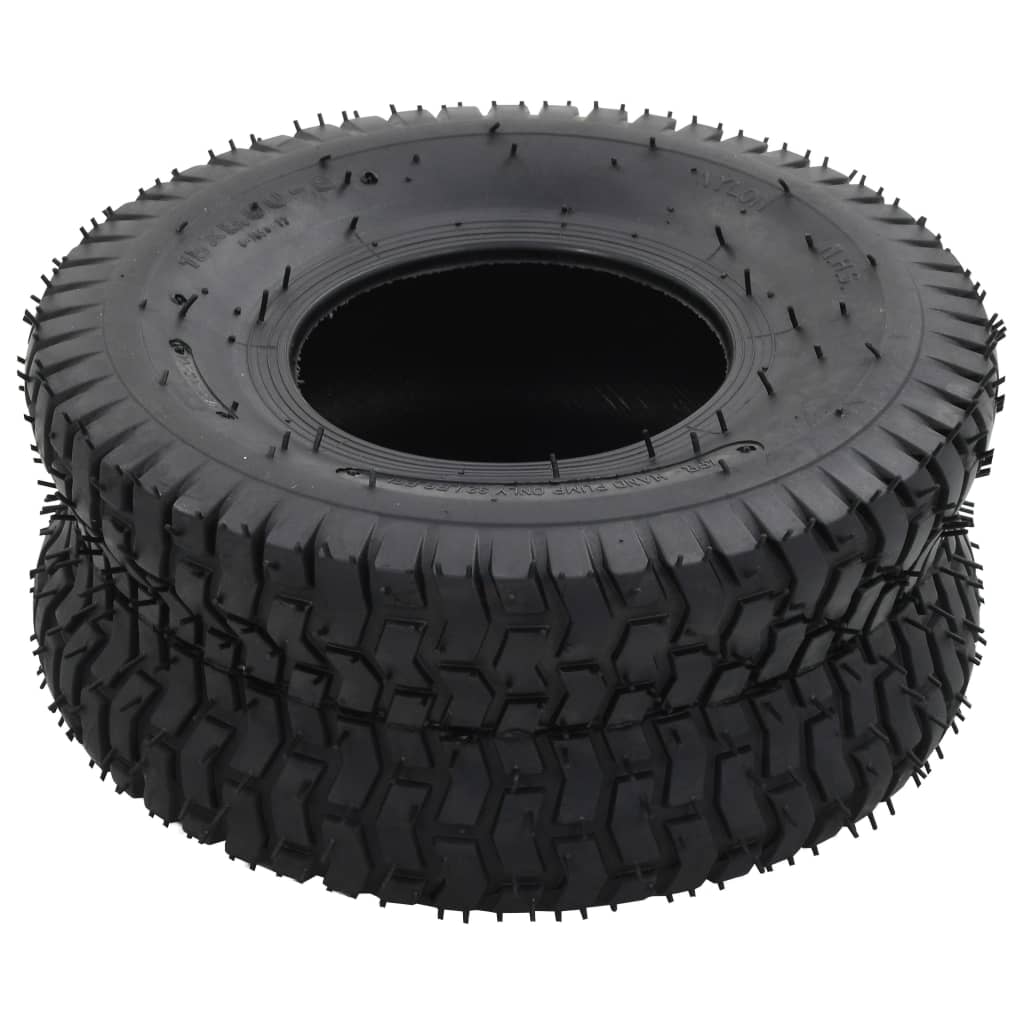 4 Piece Wheelbarrow Tire and Inner Tube Set 15x6.00-6 4PR Rubber