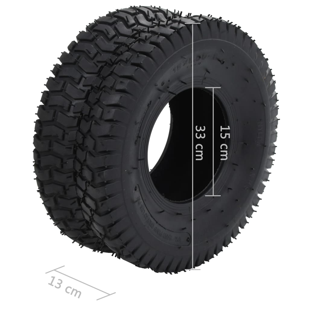 4 Piece Wheelbarrow Tire and Inner Tube Set 15x6.00-6 4PR Rubber