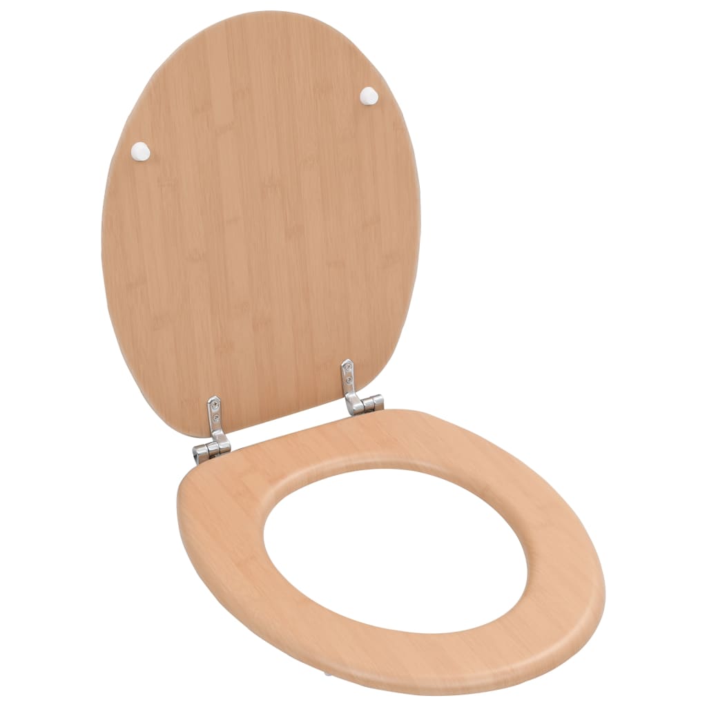 WC Toilet Seats 2 pcs with Lids MDF Bamboo Design