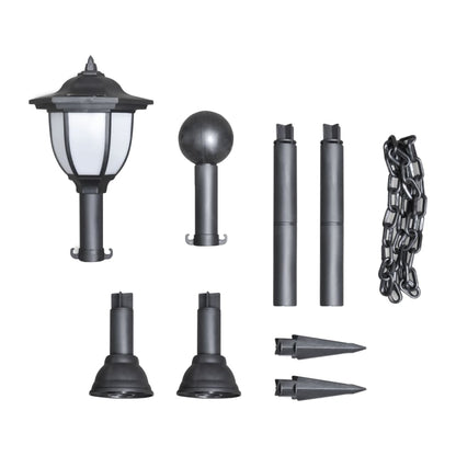 Solar Lights 4 pcs with Chain Fence and Poles