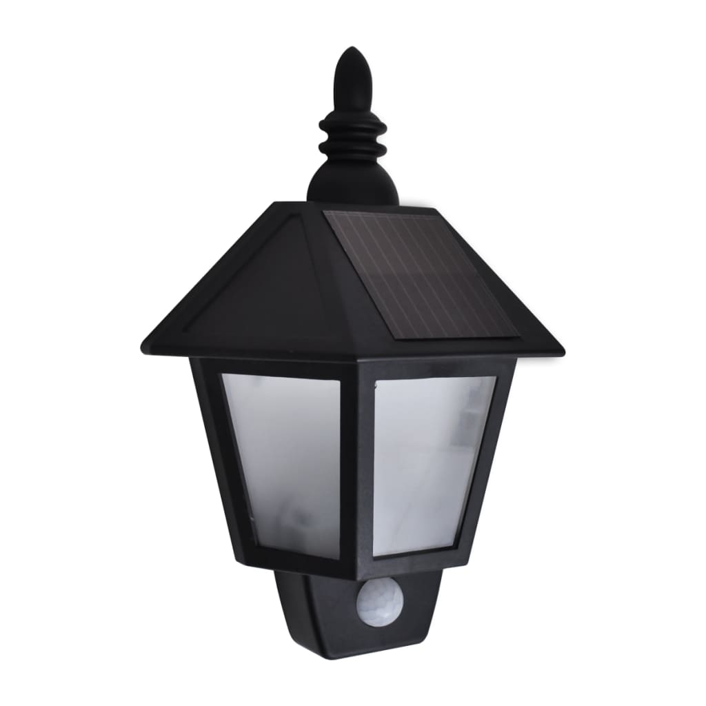 Solar Wall Lamps 2 pcs with Motion Sensor Black