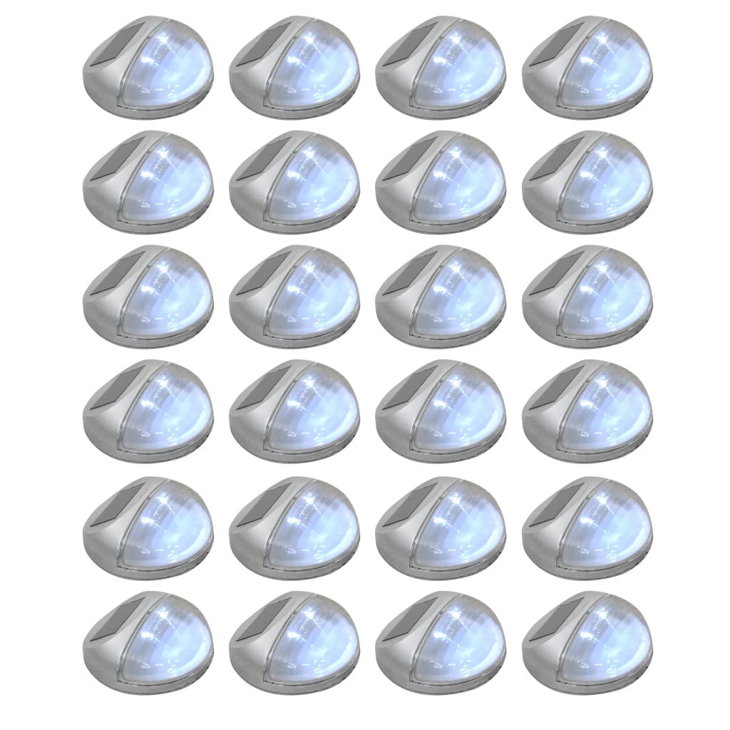 Outdoor Solar Wall Lamps LED 24 pcs Round Silver