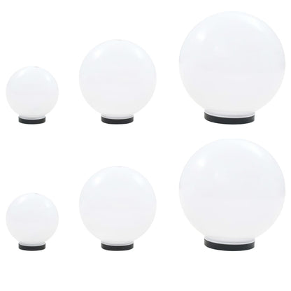 6 Piece LED Bowl Lamp Set Spherical 20/30/40 cm PMMA