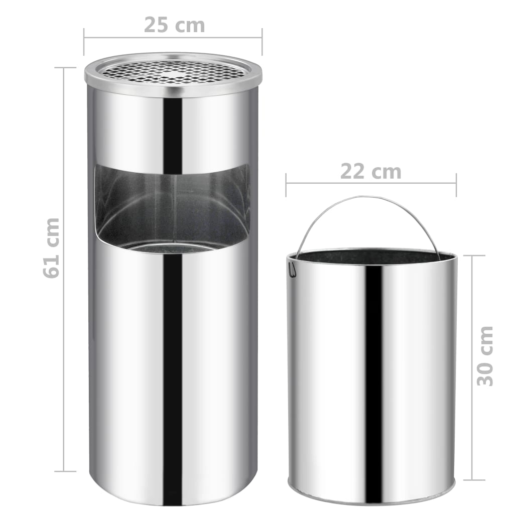 Ashtray Dustbin Hotel 30 L Stainless Steel