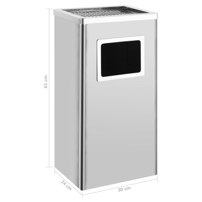 Ashtray Dustbin Hotel 45 L Stainless Steel