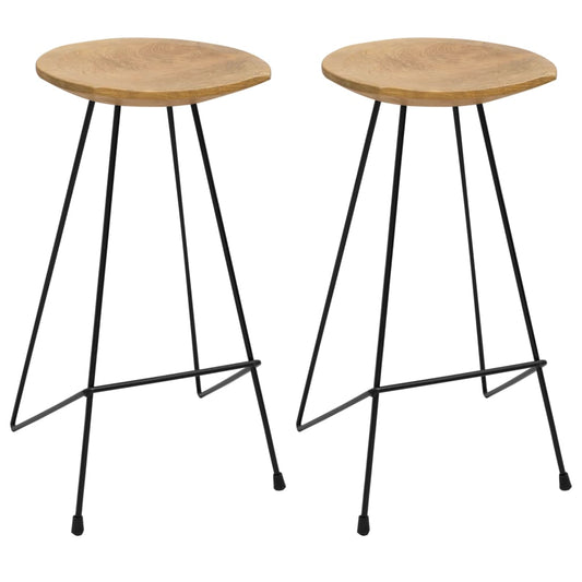 Bar Stools 2 pcs Solid Teak Wood