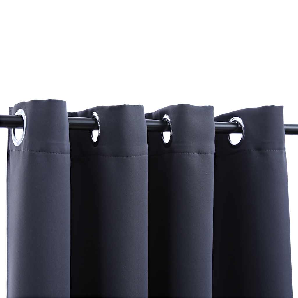 Blackout Curtains with Metal Rings 2 pcs Anthracite 140x225 cm