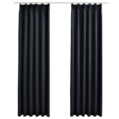 Blackout Curtains with Hooks 2 pcs Anthracite 140x245 cm