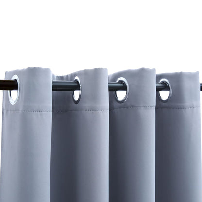 Blackout Curtains with Metal Rings 2 pcs Grey 140x175 cm