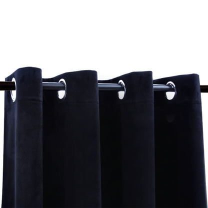 Blackout Curtains with Rings 2 pcs Velvet Black 140x225 cm