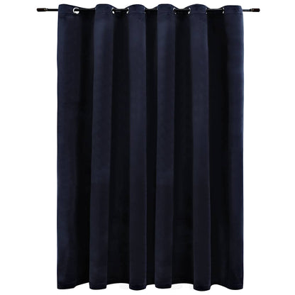 Blackout Curtain with Metal Rings Velvet Black 290x245 cm