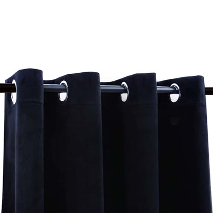 Blackout Curtain with Metal Rings Velvet Black 290x245 cm