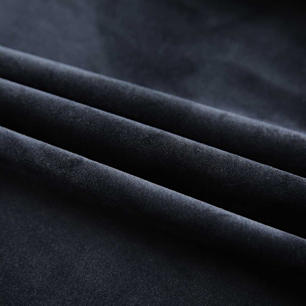 Blackout Curtains 2 pcs with Hooks Velvet Black 140x225 cm