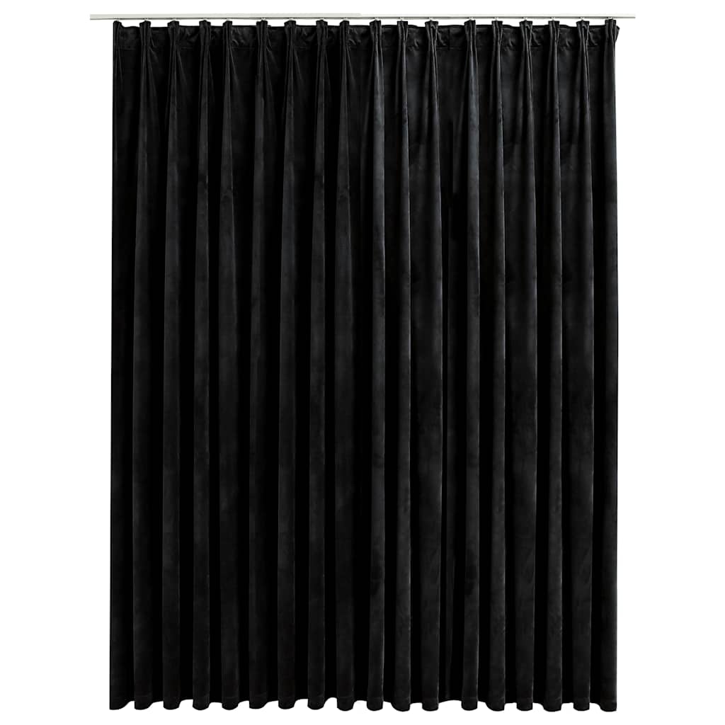 Blackout Curtain with Hooks Velvet Black 290x245 cm