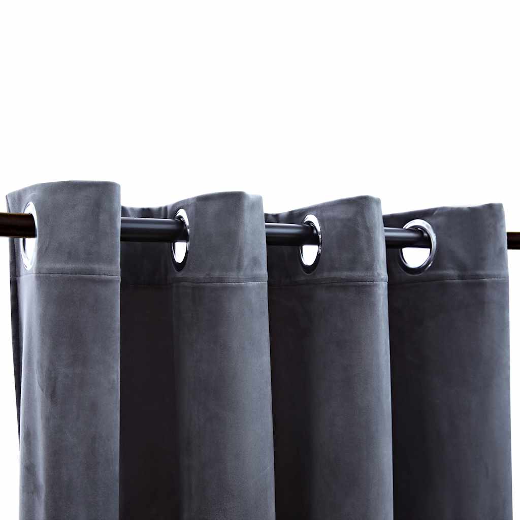 Blackout Curtains with Rings 2 pcs Velvet Anthracite 140x175 cm