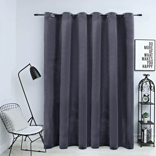 Blackout Curtain with Metal Rings Velvet Anthracite 290x245 cm