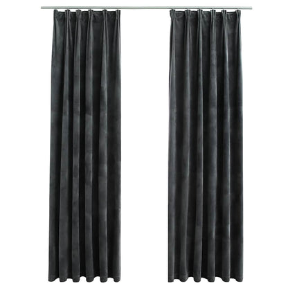 Blackout Curtains 2 pcs with Hooks Velvet Anthracite 140x175 cm