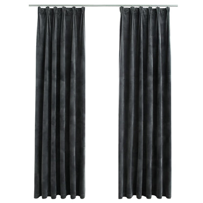 Blackout Curtains 2 pcs with Hooks Velvet Anthracite 140x245 cm