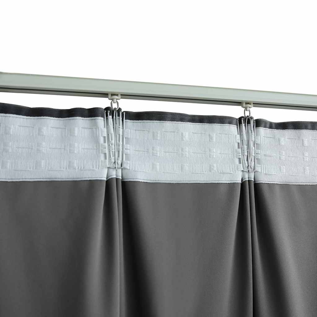 Blackout Curtains 2 pcs with Hooks Velvet Anthracite 140x245 cm