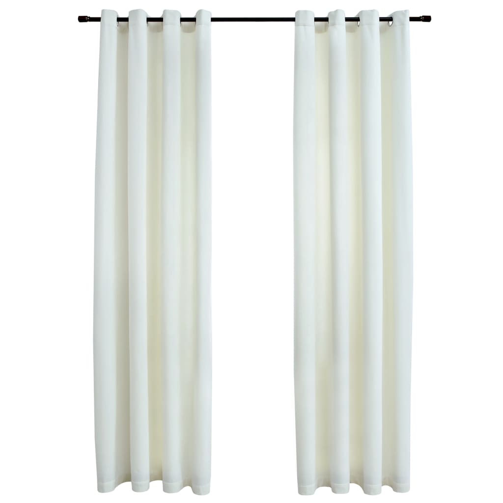 Blackout Curtains with Rings 2 pcs Velvet Cream 140x225 cm