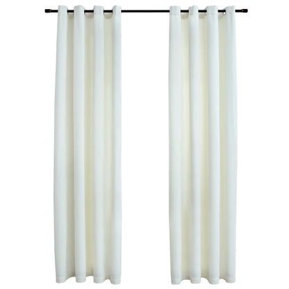 Blackout Curtains with Rings 2 pcs Velvet Cream 140x225 cm