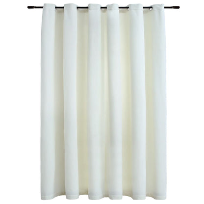 Blackout Curtain with Metal Rings Velvet Cream 290x245 cm