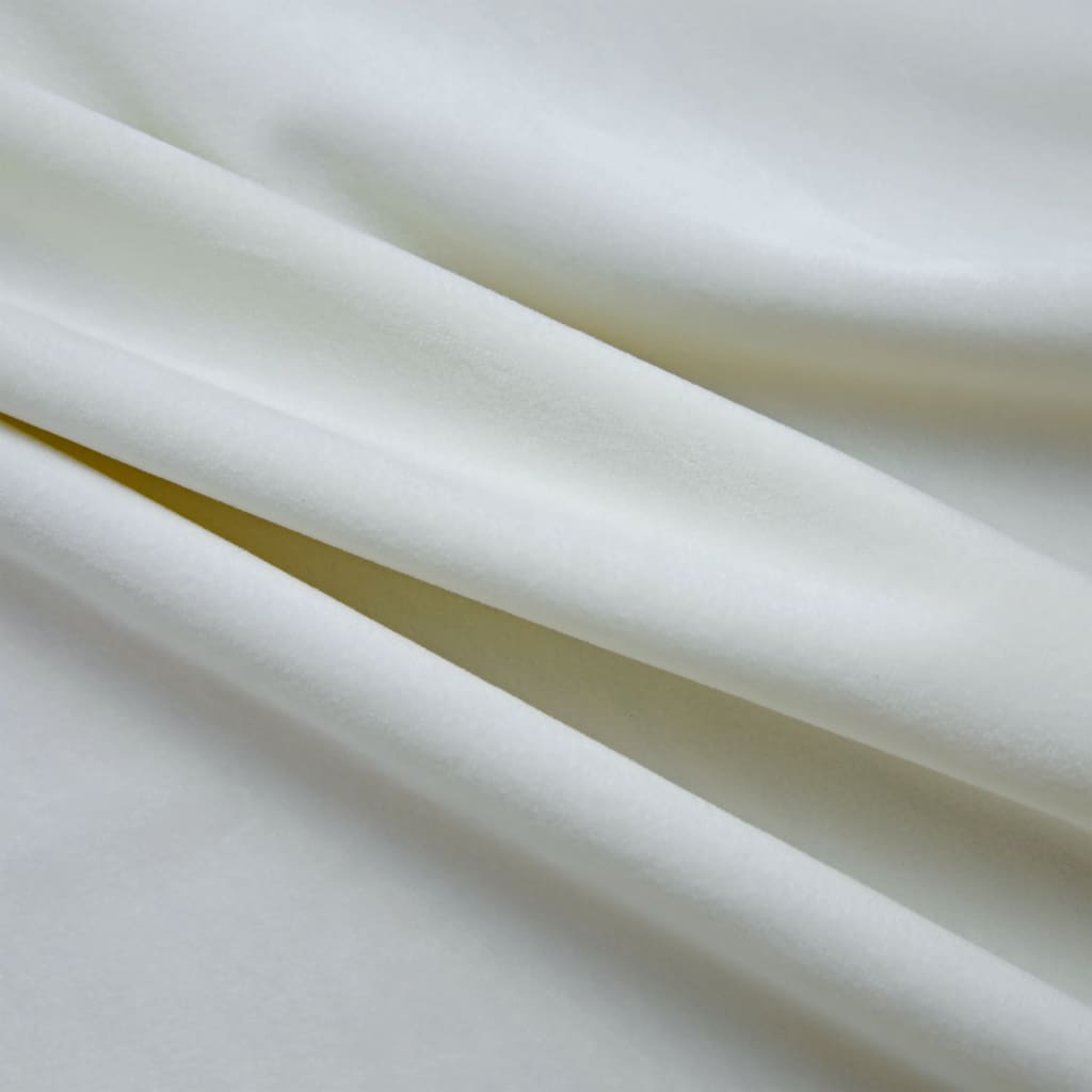 Blackout Curtain with Metal Rings Velvet Cream 290x245 cm