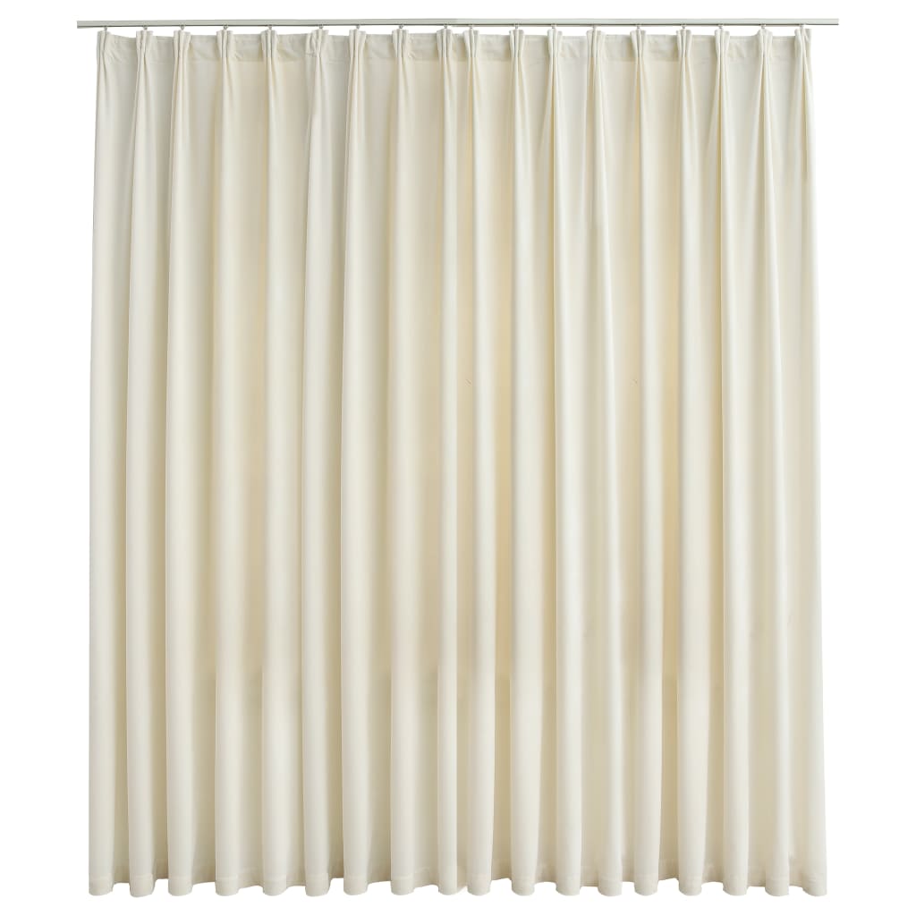 Blackout Curtain with Hooks Velvet Cream 290x245 cm