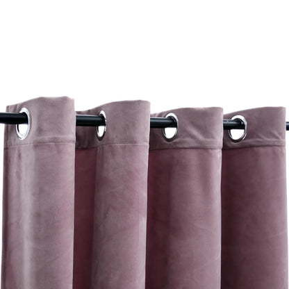 Blackout Curtains with Rings 2pcs Velvet Antique Pink 140x225cm