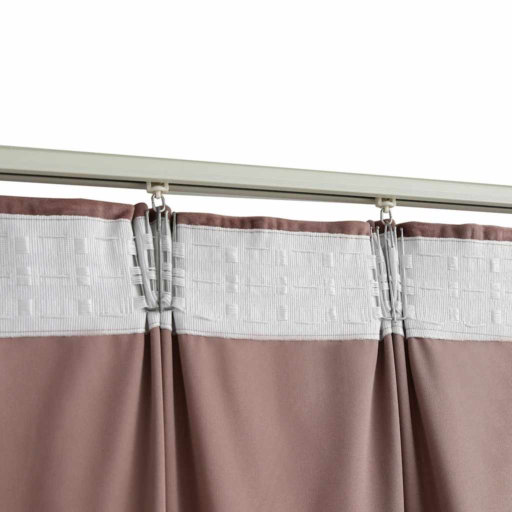 Blackout Curtains 2pcs with Hooks Velvet Antique Pink 140x175cm