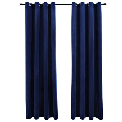 Blackout Curtains with Rings 2 pcs Velvet Dark Blue 140x175 cm