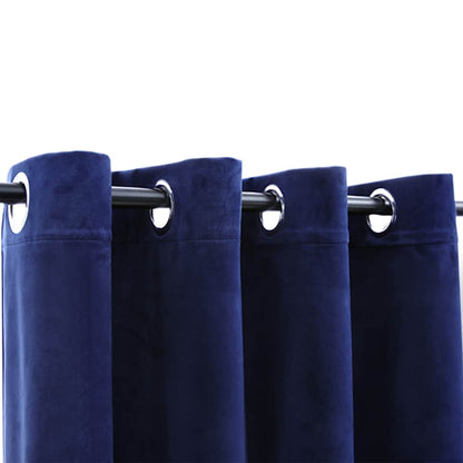 Blackout Curtains with Rings 2 pcs Velvet Dark Blue 140x175 cm