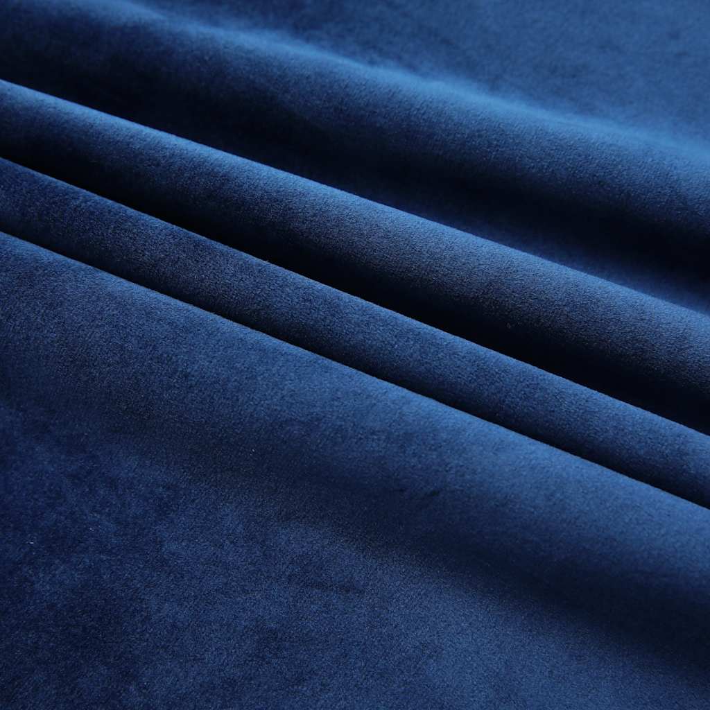 Blackout Curtains 2 pcs with Hooks Velvet Dark Blue 140x225 cm