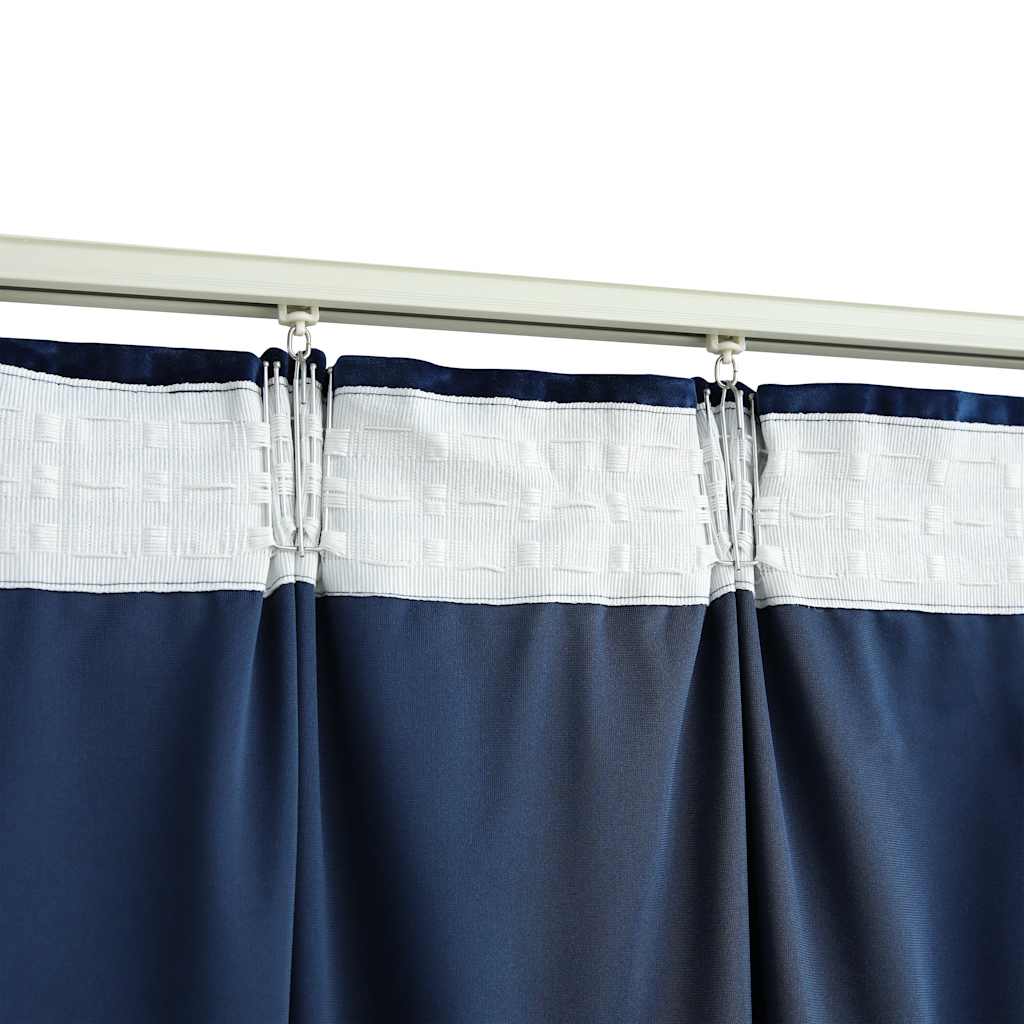 Blackout Curtains 2 pcs with Hooks Velvet Dark Blue 140x225 cm