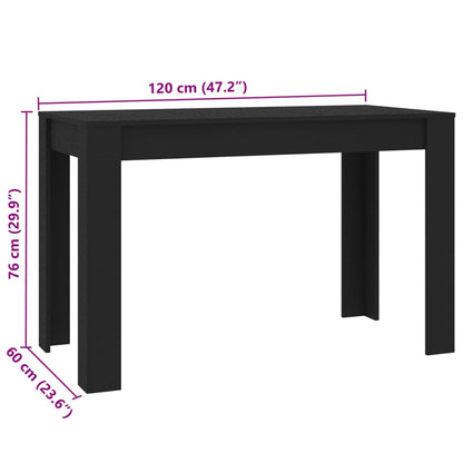 Dining Table Black 120x60x76 cm Engineered Wood