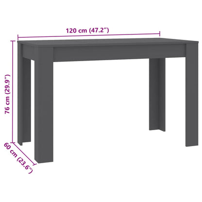 Dining Table Grey 120x60x76 cm Engineered Wood