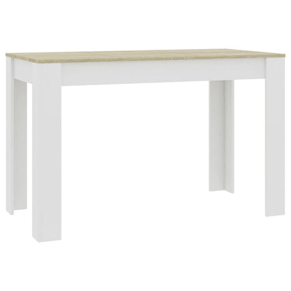 Dining Table White and Sonoma Oak 120x60x76 cm Engineered Wood