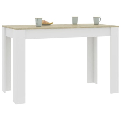 Dining Table White and Sonoma Oak 120x60x76 cm Engineered Wood