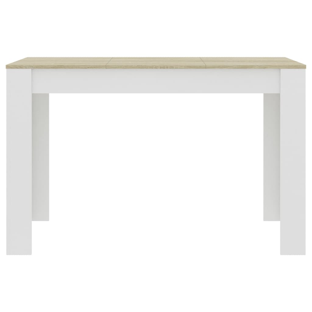 Dining Table White and Sonoma Oak 120x60x76 cm Engineered Wood