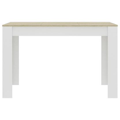 Dining Table White and Sonoma Oak 120x60x76 cm Engineered Wood